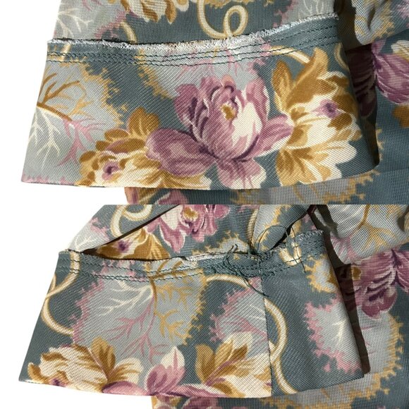 70s vintage pilgrim collar blouse shirt sleeve buttonup ruched floral art print. - Picture 8 of 10